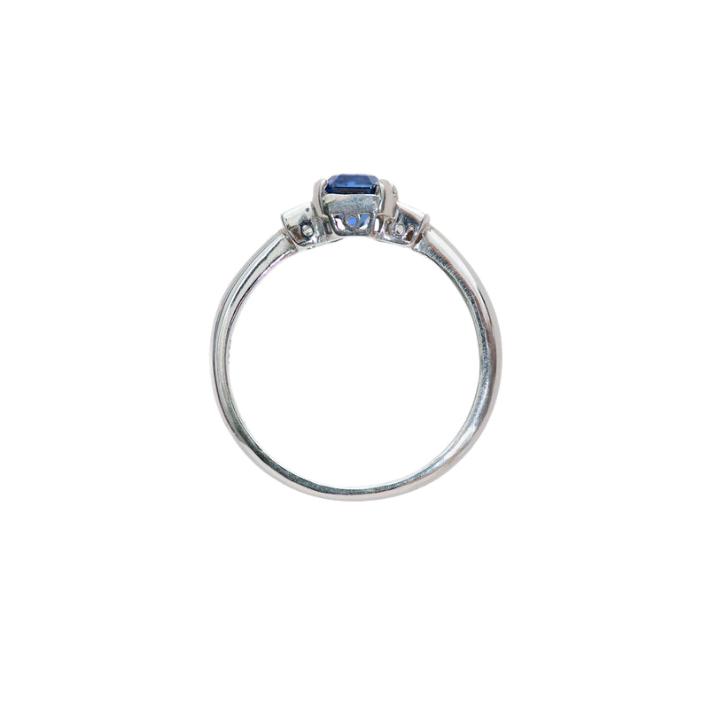 Platinum Diamond and Sapphire Ring