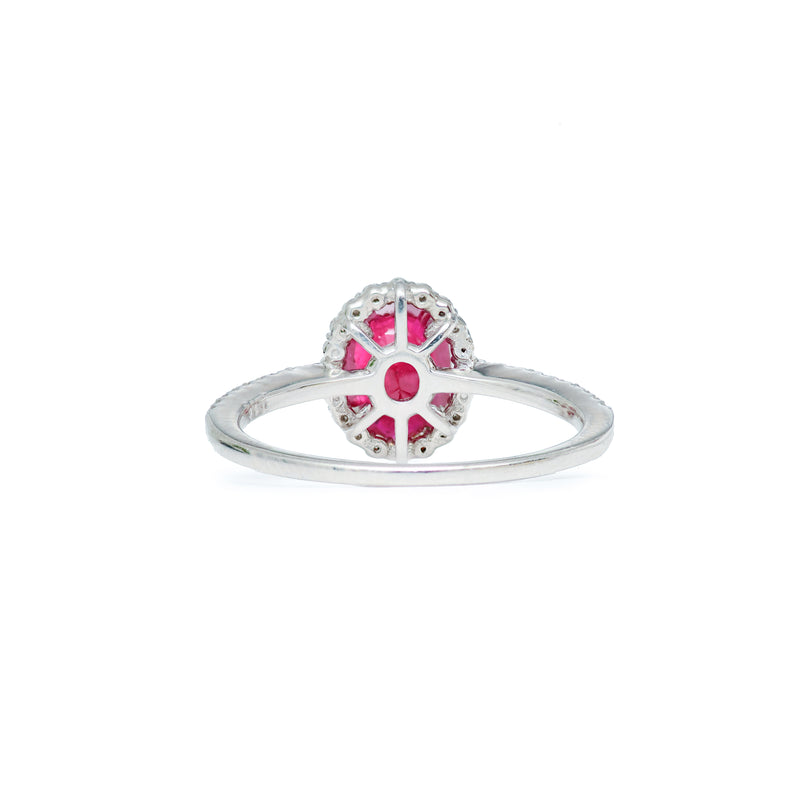 Platinum Oval Cut Ruby and Diamond Ring