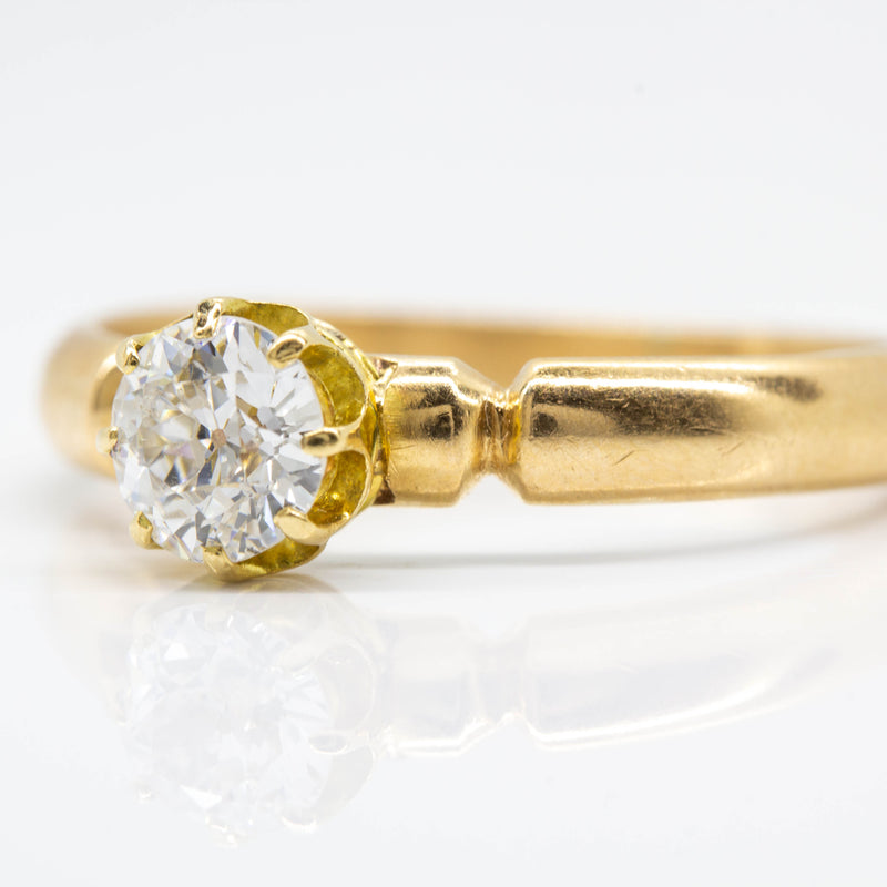 Vintage 18K Gold Old Mine Cut Diamond Engagement Ring
