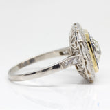 Handmade Platinum Old Mine cut Diamond and French cut Sapphire Ring