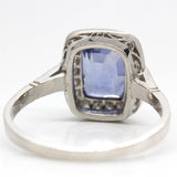 Handmade Platinum Natural Sapphire and French Cut Sapphire Ring