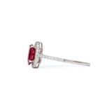Platinum Oval Cut Ruby and Diamond Ring