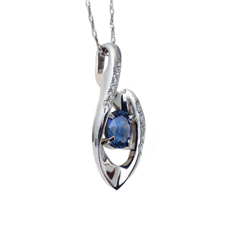 Platinum Ceylon Sapphire and Diamond Necklace