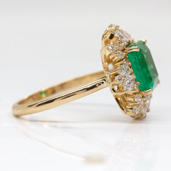 18K Rose Gold Emerald and Diamond Ring
