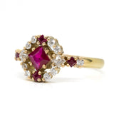 Handmade 18k Gold Natural Ruby and French Cut Diamond Engagement Ring