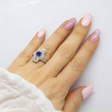 Art Deco Platinum Natural Sapphire and French cut Diamond Ring