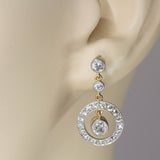 Edwardian 18K Gold and Platinum Old Diamond Earrings