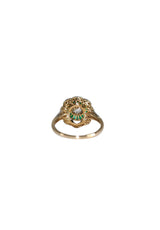 Edwardian 18K and Platinum Old Mine Diamond and Emerald Engagement Ring