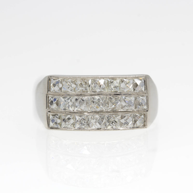 Handmade Platinum Natural French cut Diamond Ring