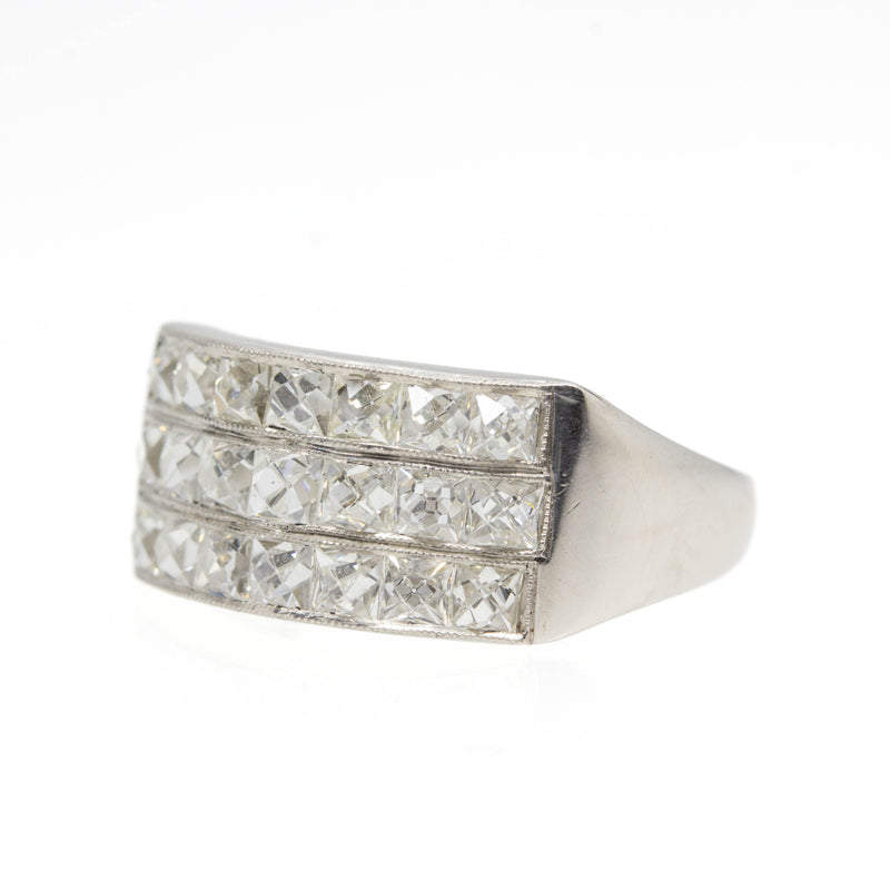 Handmade Platinum Natural French cut Diamond Ring