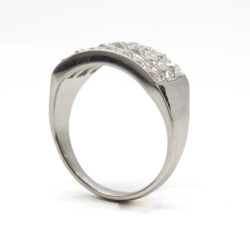 Handmade Platinum Natural French cut Diamond Ring