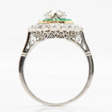 Handmade Platinum Diamond and Emerald Engagement Ring