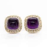 18K Gold and Platinum Amethyst and Diamond Earrings