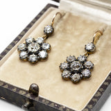 Victorian Inspired 18k Gold and Silver Antique Diamond Earrings
